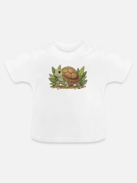 Kuscheltier-Schildkröte im Dschungel - Baby Bio-T-Shirt mit Rundhals - Weiß