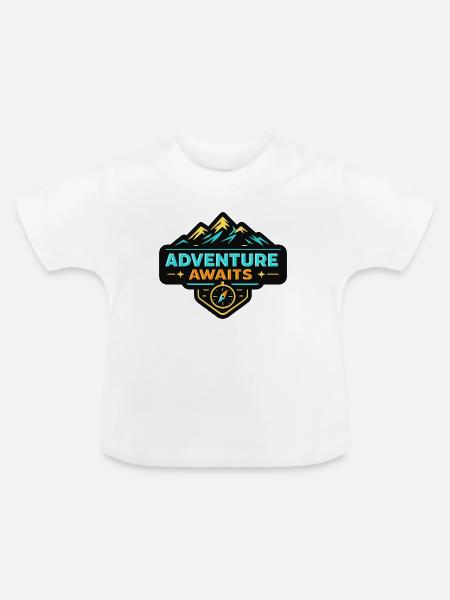 Abenteuer Wartet: Berge Kompass - Baby Bio-T-Shirt mit Rundhals - Weiß