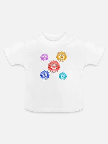 Blumen - Baby Bio-T-Shirt mit Rundhals - Weiß