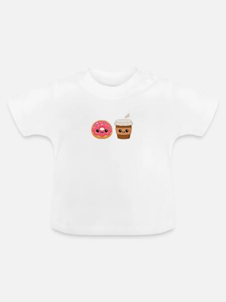 Donut- und Kaffeefreunde - Baby Bio-T-Shirt mit Rundhals - Weiß