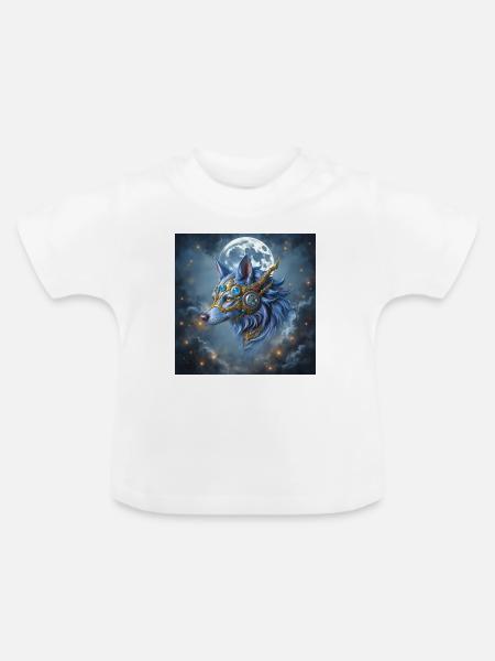 Mystic Crown Moon Wolf - Baby Bio-T-Shirt mit Rundhals - Weiß