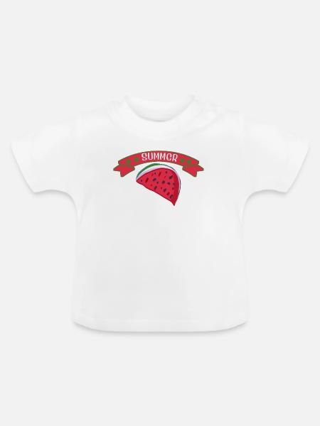 Wassermelone Sommer - Baby Bio-T-Shirt mit Rundhals - Weiß