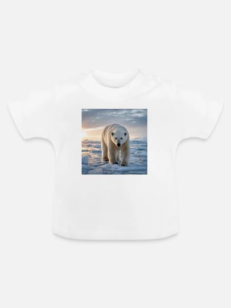 Arktischer Eisbär auf Eis - Baby Bio-T-Shirt mit Rundhals - Weiß