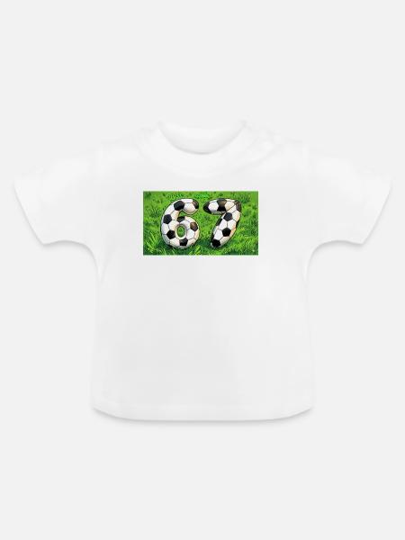 Six Seven Fußball Design  - Baby Bio-T-Shirt mit Rundhals - Weiß