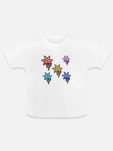 Blumen - Baby Bio-T-Shirt mit Rundhals - Weiß