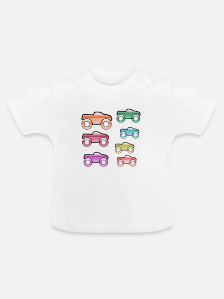 Autos - Baby Bio-T-Shirt mit Rundhals - Weiß