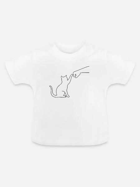 Katze Pfote lustig - Baby Bio-T-Shirt mit Rundhals - Weiß