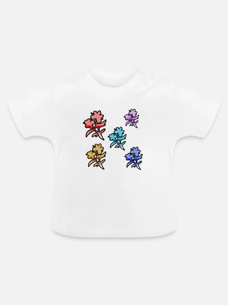 Blumen - Baby Bio-T-Shirt mit Rundhals - Weiß