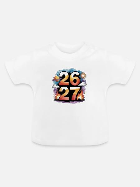 Jahreswechsel 26 / 27 - Baby Bio-T-Shirt mit Rundhals - Weiß