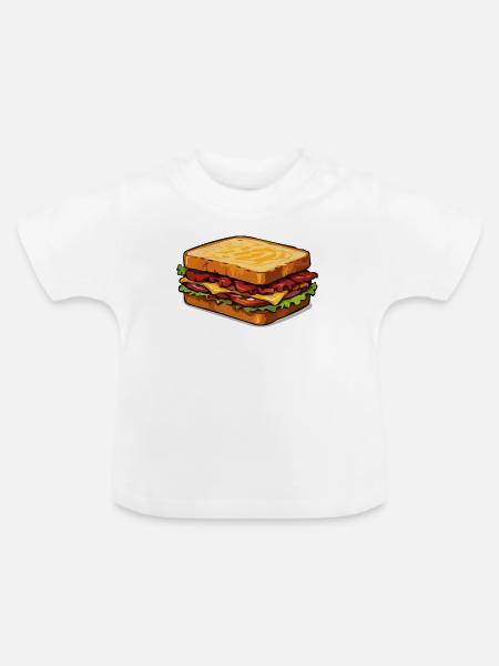 Cartoon Sandwich Illustration - Baby Bio-T-Shirt mit Rundhals - Weiß