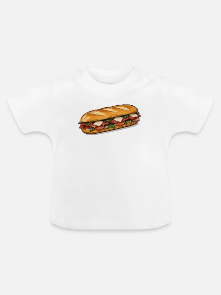 Knuspriger HotDog Comicstil - Baby Bio-T-Shirt mit Rundhals - Weiß