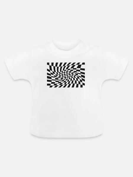 Warped Checker Optische Spirale - Baby Bio-T-Shirt mit Rundhals - Weiß