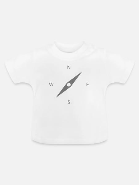 Nordstern Kompass Illustration - Baby Bio-T-Shirt mit Rundhals - Weiß
