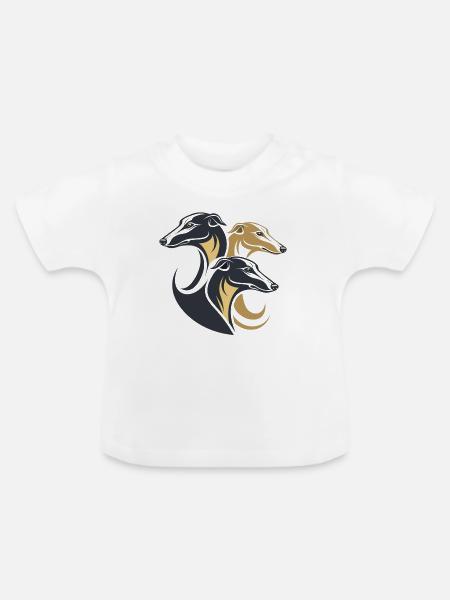 Dreifache Windhunde Silhouette - Baby Bio-T-Shirt mit Rundhals - Weiß