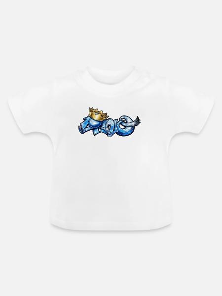 Cano-Blau - Baby Bio-T-Shirt mit Rundhals - Weiß