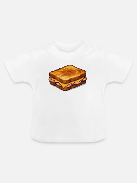 Käse-Sandwich Pop-Art Illustration - Baby Bio-T-Shirt mit Rundhals - Weiß