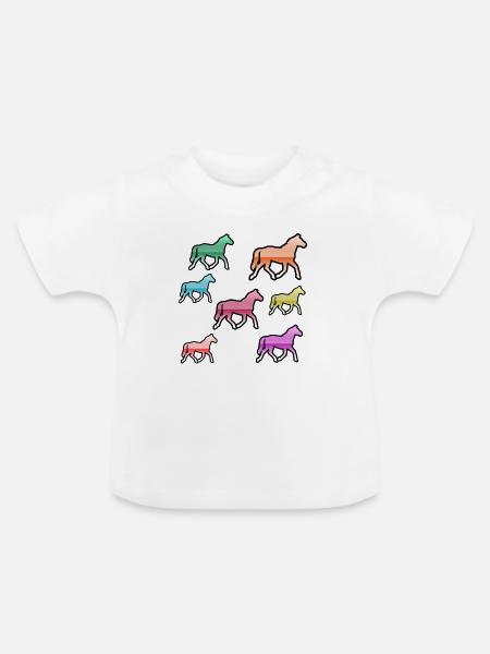Pferde - Baby Bio-T-Shirt mit Rundhals - Weiß