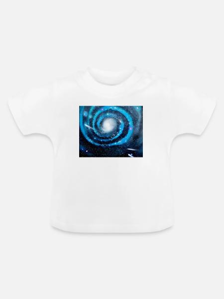 Blaue Galaxie - Baby Bio-T-Shirt mit Rundhals - Weiß
