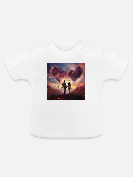 Herzwolke im Abendlicht - Baby Bio-T-Shirt mit Rundhals - Weiß