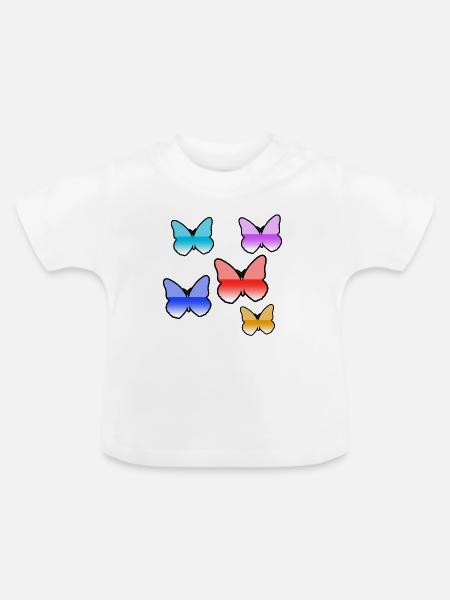 Schmetterlinge - Baby Bio-T-Shirt mit Rundhals - Weiß