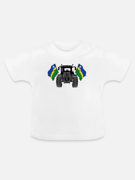Flevoland_Tractor_Pride - Baby Bio-T-Shirt mit Rundhals - Weiß
