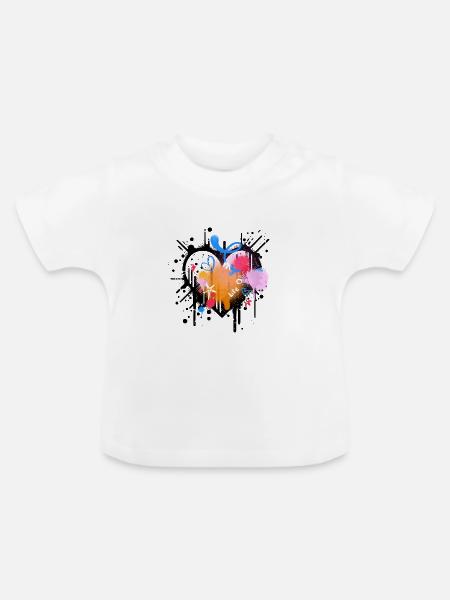 Lebenslust Graffiti Farbenspiel - Baby Bio-T-Shirt mit Rundhals - Weiß