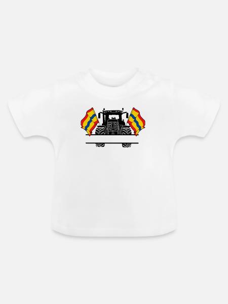 Overijssel_Tractor_Custom_Edition - Baby Bio-T-Shirt mit Rundhals - Weiß