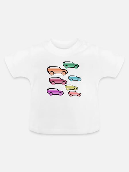 Autos - Baby Bio-T-Shirt mit Rundhals - Weiß