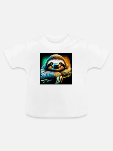 Faultier - Baby Bio-T-Shirt mit Rundhals - Weiß