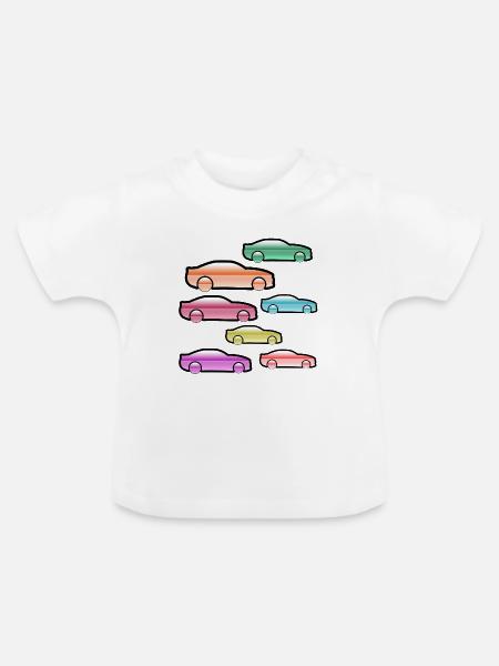 Autos - Baby Bio-T-Shirt mit Rundhals - Weiß