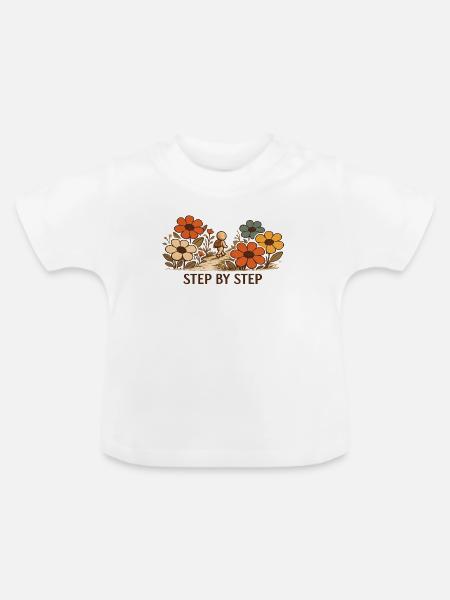Der kleine Gedanke | STEP BY STEP - Baby Bio-T-Shirt mit Rundhals - Weiß