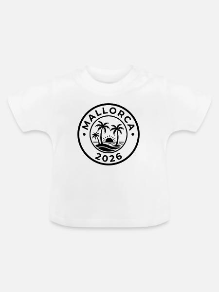 Mallorca 2026 Palmen - Baby Bio-T-Shirt mit Rundhals - Weiß