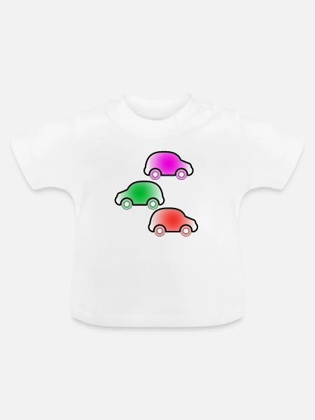 Autos - Baby Bio-T-Shirt mit Rundhals - Weiß