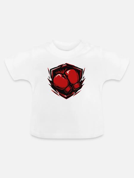 Boxen Boxhandschuhe Schild - Baby Bio-T-Shirt mit Rundhals - Weiß