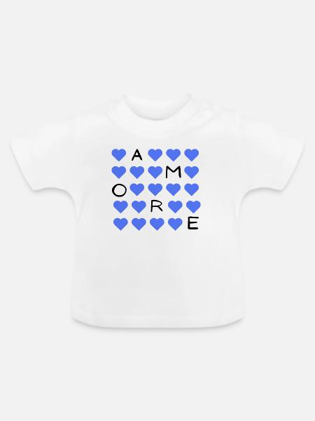 Blauherz Raster Muster - Baby Bio-T-Shirt mit Rundhals - Weiß