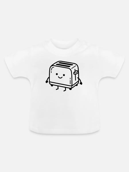 Kawaii-Toaster - Baby Bio-T-Shirt mit Rundhals - Weiß