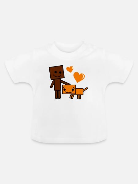 Herzfreund Cartoonhund und Kumpan - Baby Bio-T-Shirt mit Rundhals - Weiß