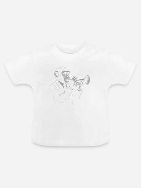 Jazz Animal Monkey Trompete - Baby Bio-T-Shirt mit Rundhals - Weiß