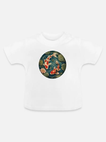 Koi Teich - Baby Bio-T-Shirt mit Rundhals - Weiß