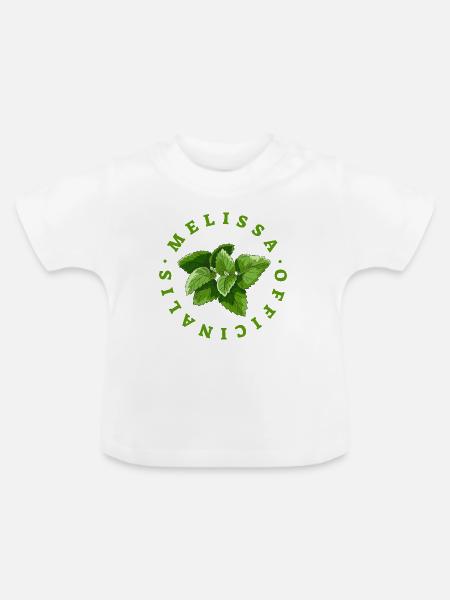 Zitronenmelisseblatt-Rundemblem - Baby Bio-T-Shirt mit Rundhals - Weiß