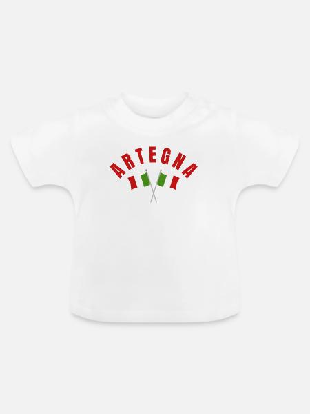 Artegna Italienische Flaggen - Baby Bio-T-Shirt mit Rundhals - Weiß