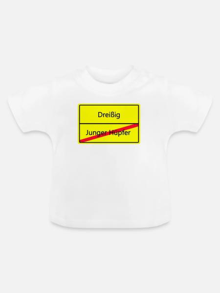 Warnschild Humor: Junger Hüpfler - Baby Bio-T-Shirt mit Rundhals - Weiß