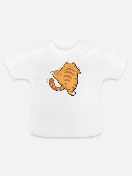 Rückansicht getigertes Kätzchen - Baby Bio-T-Shirt mit Rundhals - Weiß