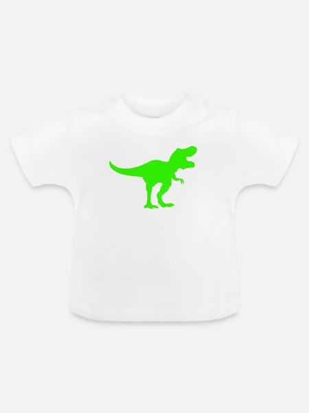 Grüner Dino Rex Silhouette - Baby Bio-T-Shirt mit Rundhals - Weiß