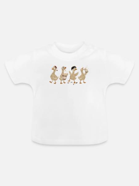 Retro-Quak: Skateboard-Quacks - Baby Bio-T-Shirt mit Rundhals - Weiß