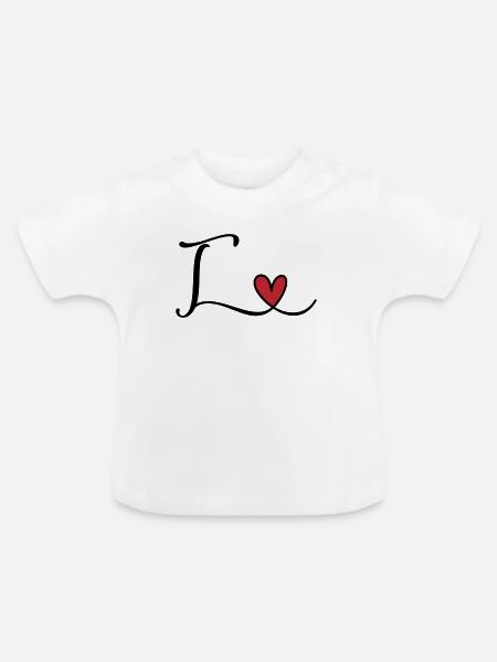 Buchstabe T Monogramm mit Herz - Baby Bio-T-Shirt mit Rundhals - Weiß