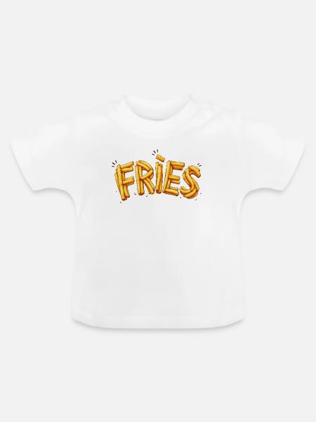 Fries Pommes Typografie Design   - Baby Bio-T-Shirt mit Rundhals - Weiß