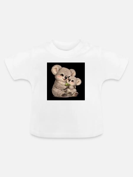 Mama Koala mit ihrem Baby - Baby Bio-T-Shirt mit Rundhals - Weiß
