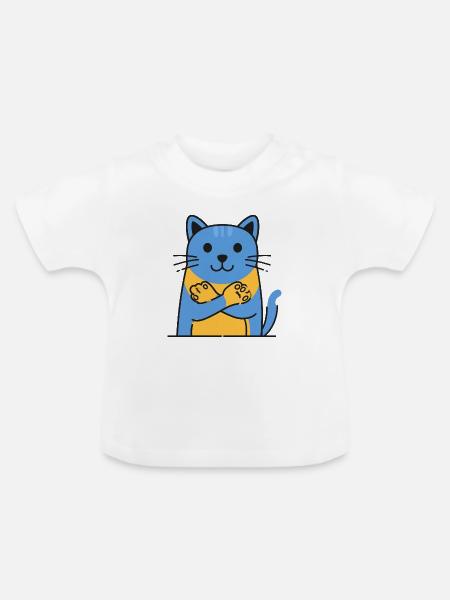 Blauer Katzenfreund Umarmte Pfoten - Baby Bio-T-Shirt mit Rundhals - Weiß