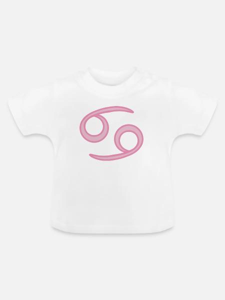 Krebs-Sternzeichen Pastellrosa - Baby Bio-T-Shirt mit Rundhals - Weiß